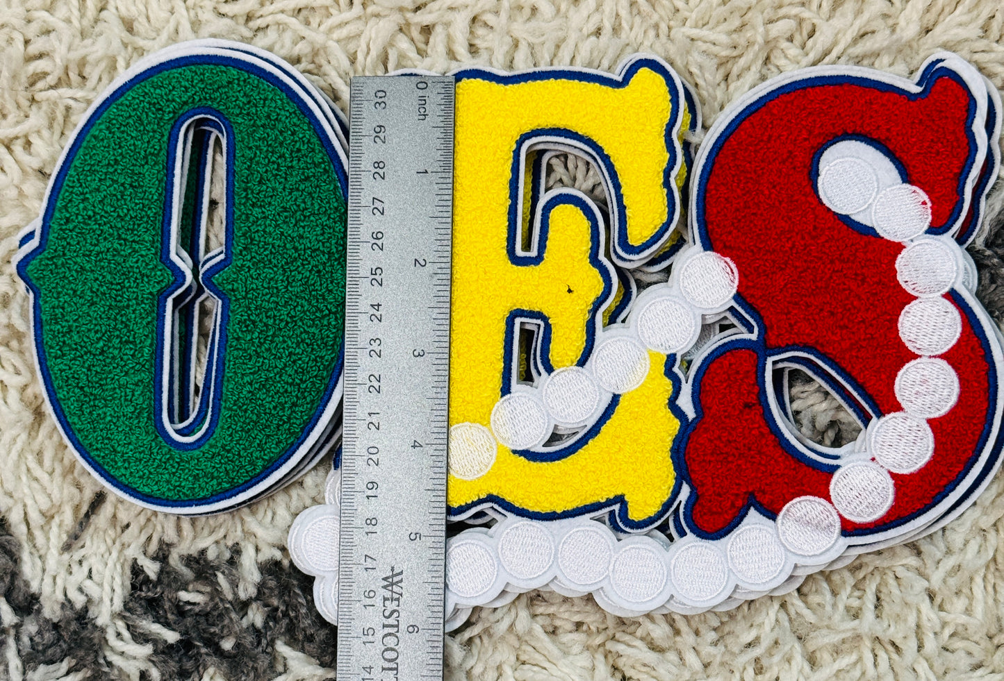 OES with pearl design embroidery patch