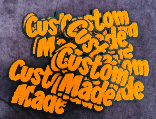 Medium Sized “Custom Made” Chenille Large Embroidery Patch, Orange color