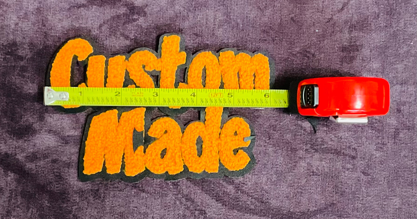 Medium Sized “Custom Made” Chenille Large Embroidery Patch, Orange color
