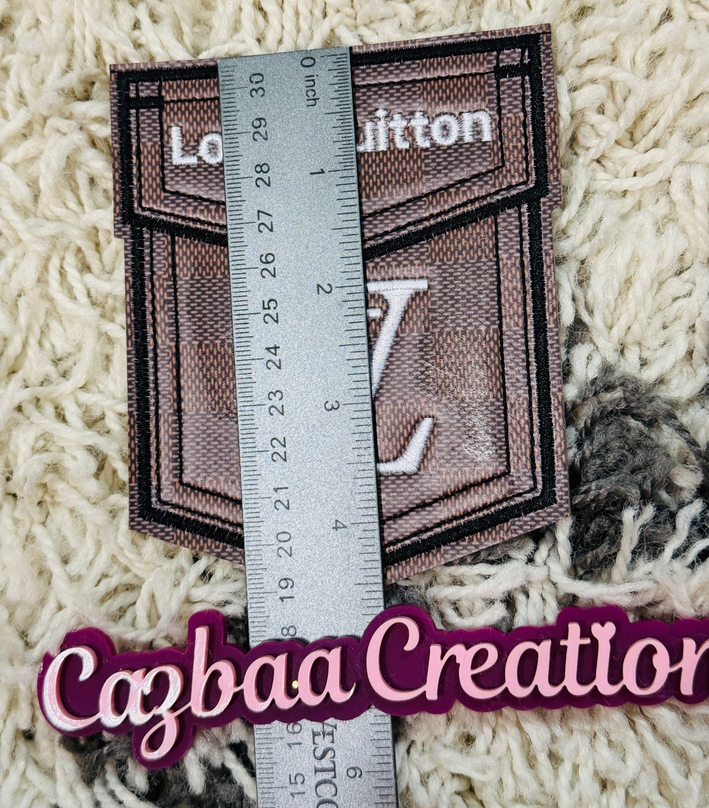 Brown LV inspired faux pocket