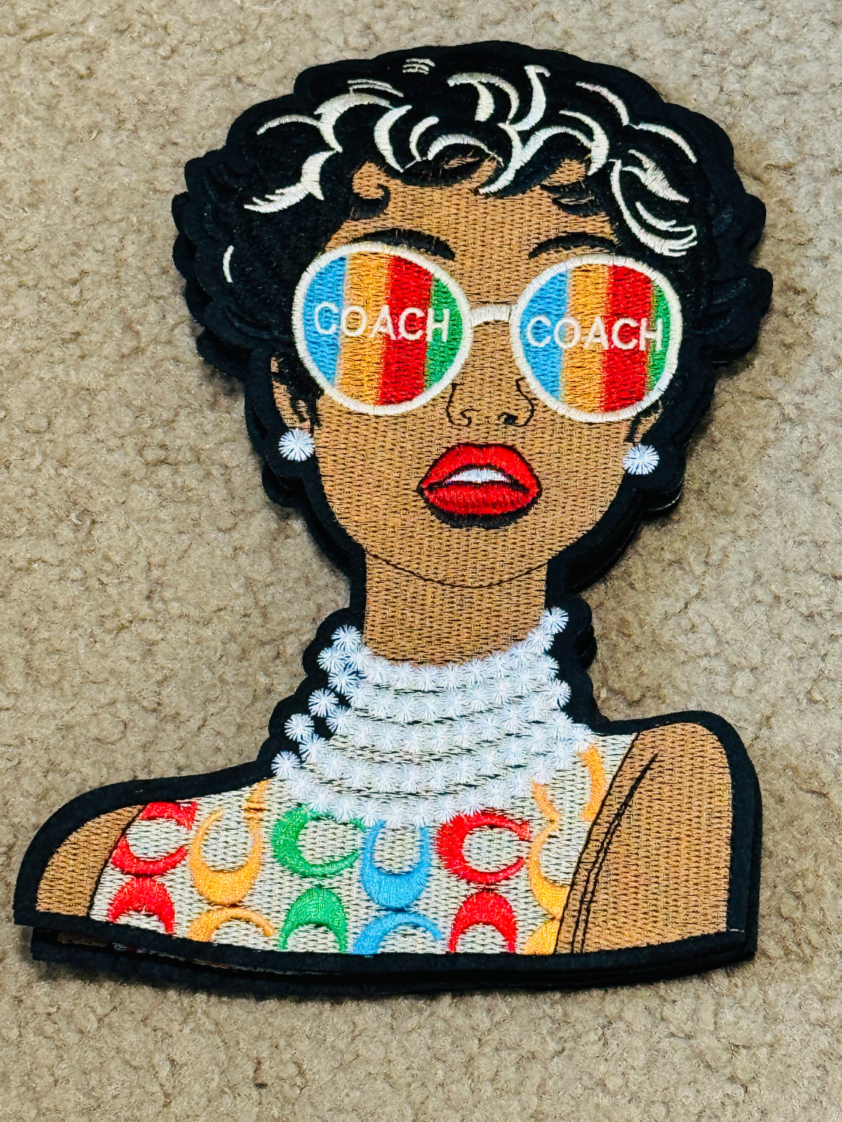 Madam Coach embroidery patch - Large colorful patch, glamour