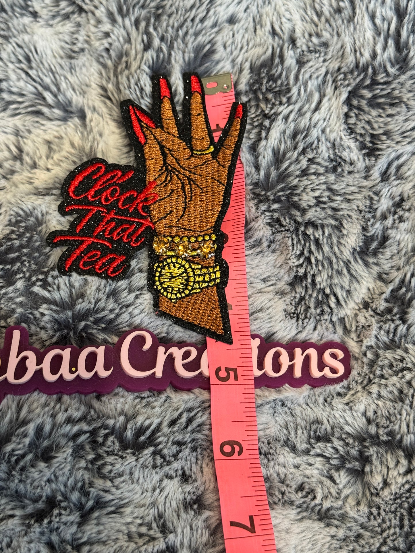 Clock that tea embroidery patch, empowerment