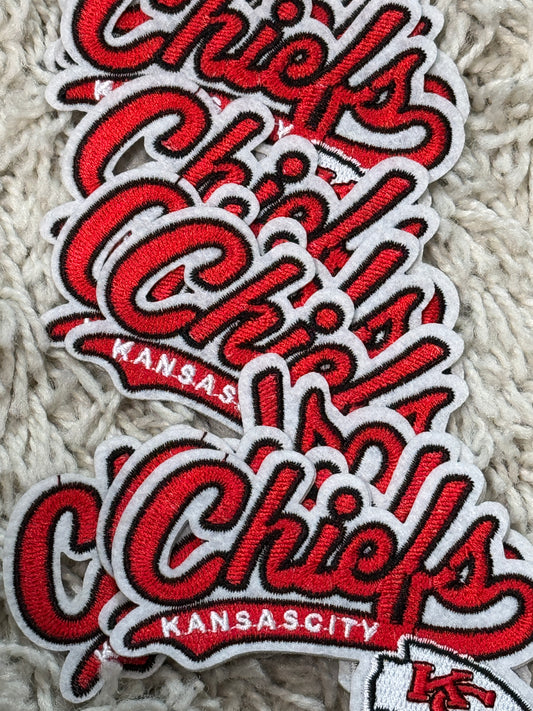 Kansas City Chiefs embroidery patch, cursive font