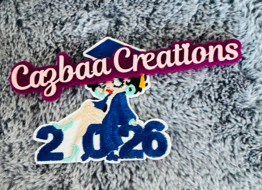 Betty Boop Class of 2026 Graduation Cap Patch – Iron-On Apparel Accent