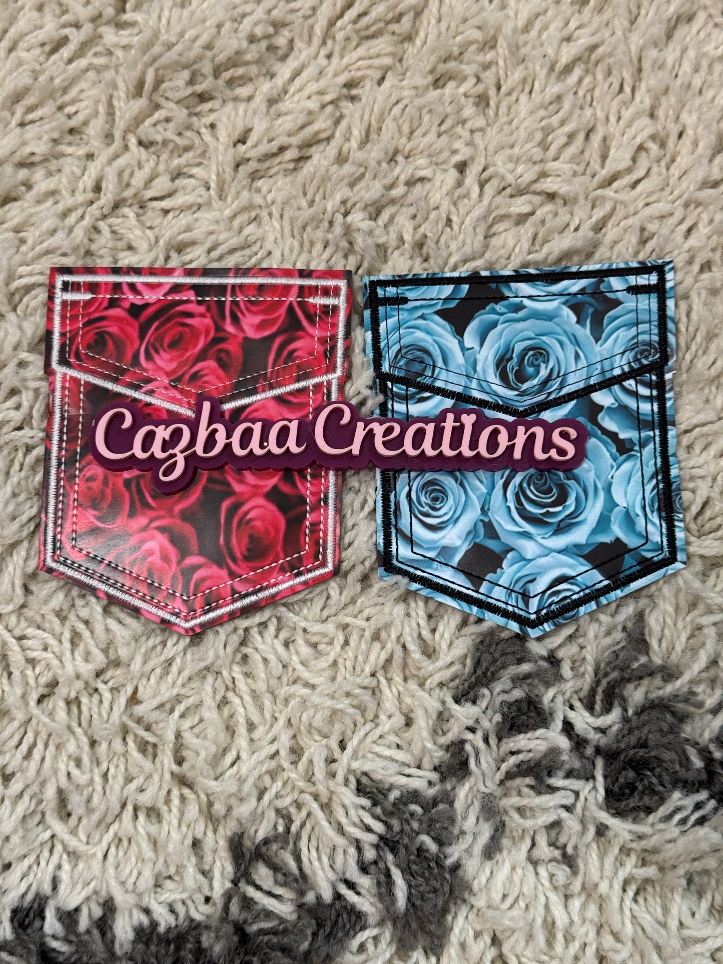 Flower pocket faux leather design