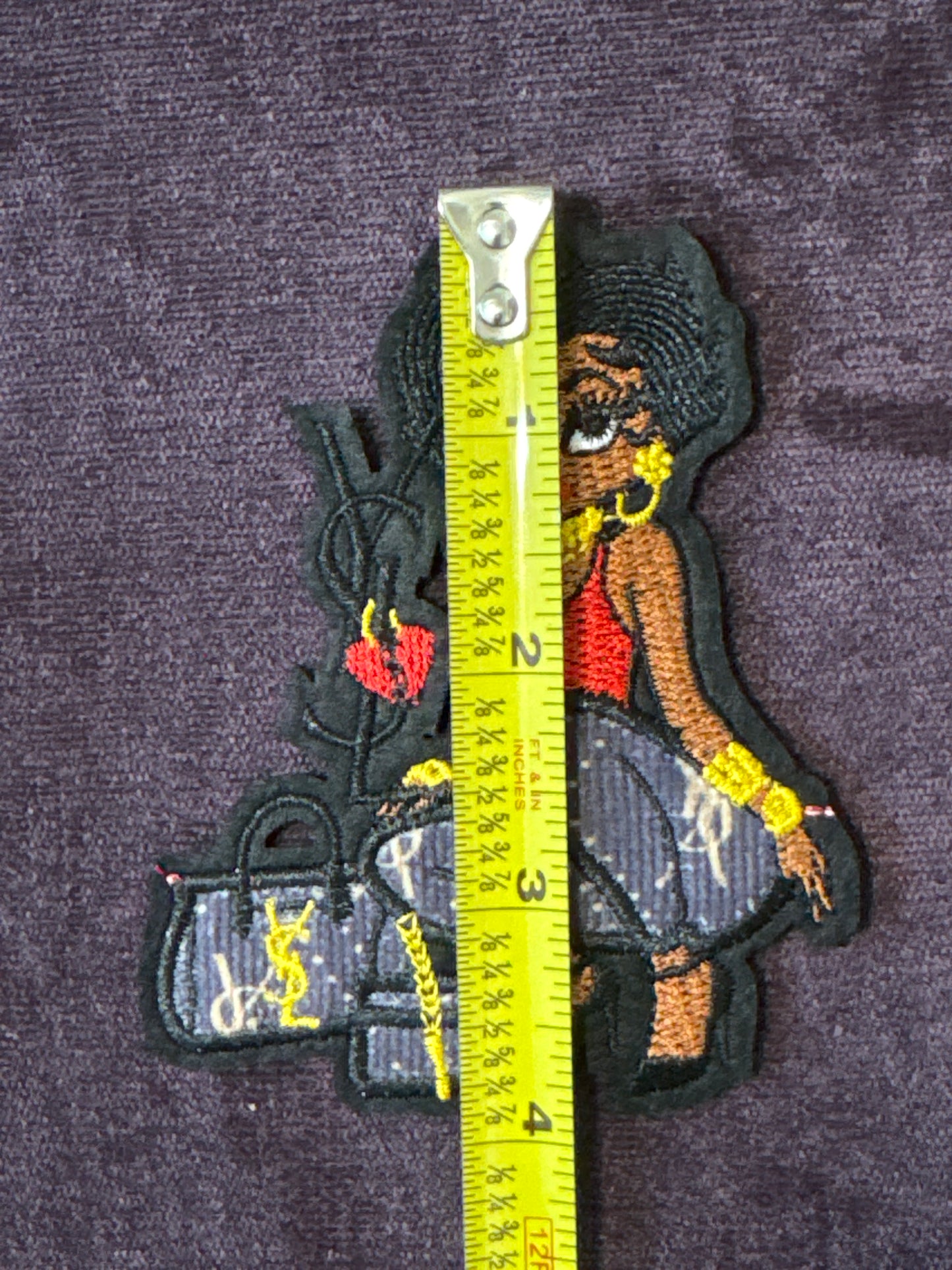 Small Fashion girl embroidery patch, YSL inspired embroidery design