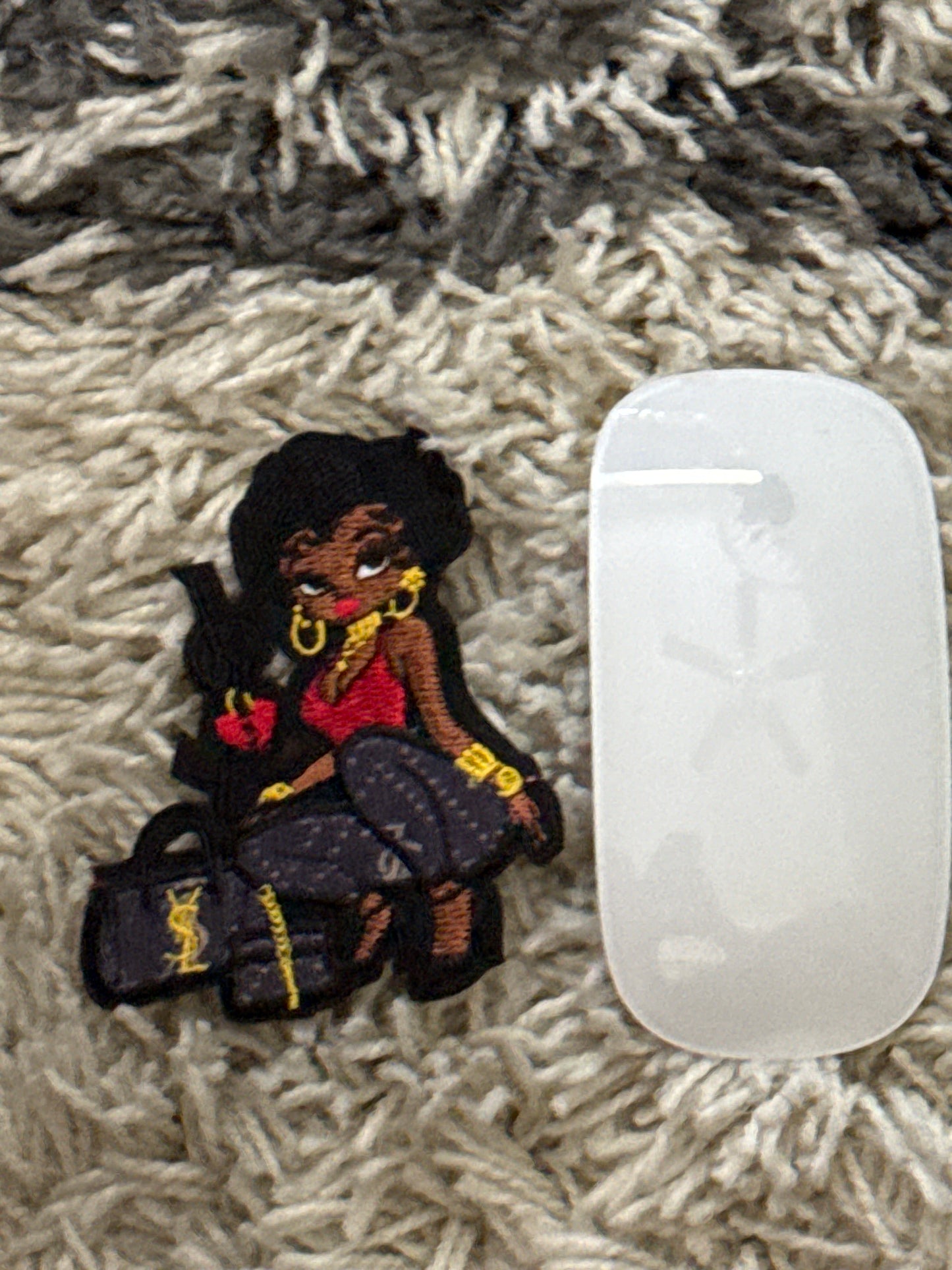 Small Fashion girl embroidery patch, YSL inspired embroidery design (Copy)