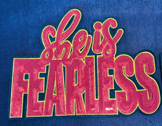 She is Fearless gold sequins patch