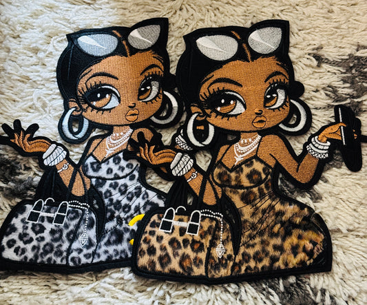 Boss lady embroidery and appliqué patch, African American woman,