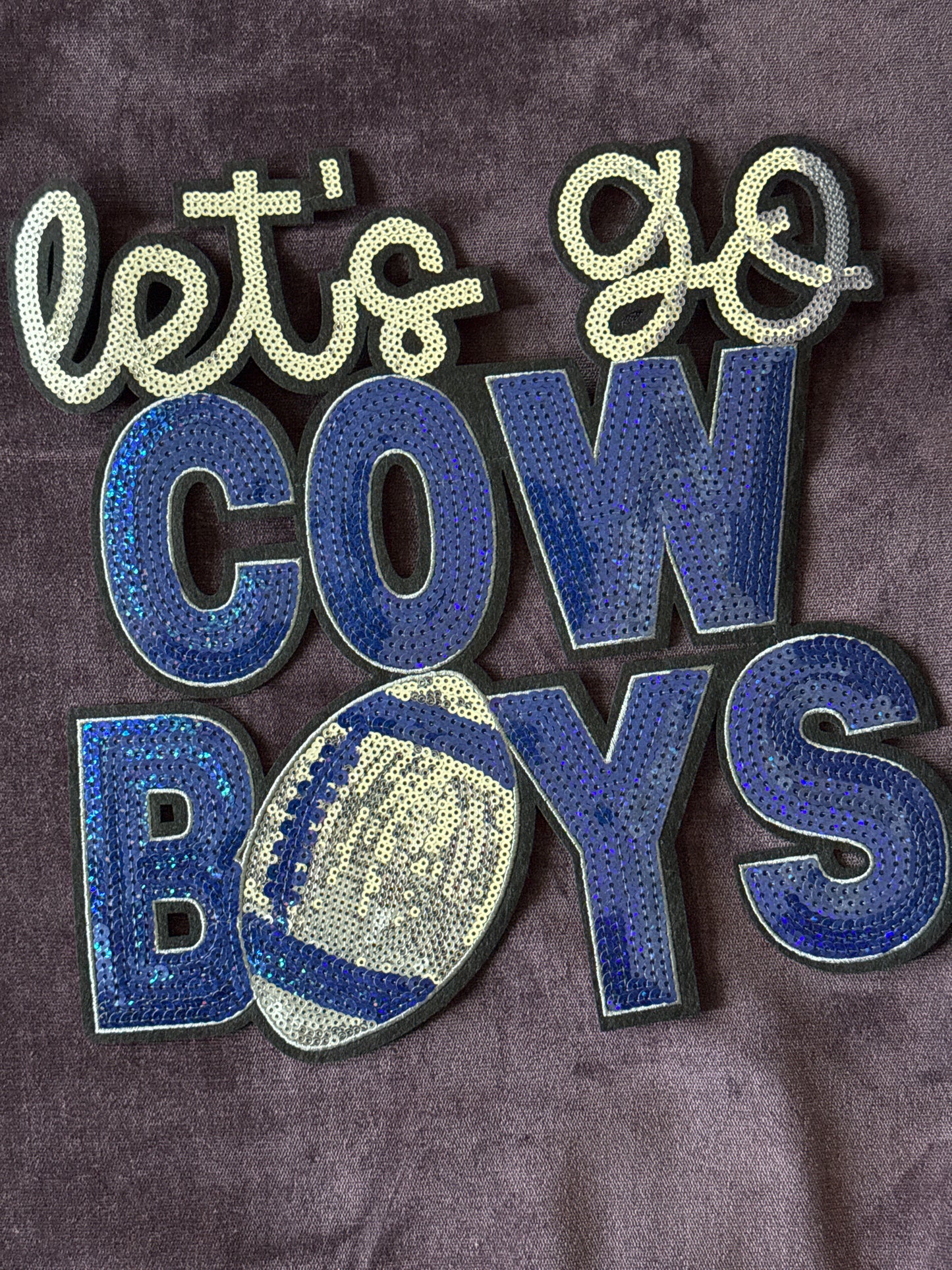 Let’s Go cowboys blue sequins patch or black blue sequins