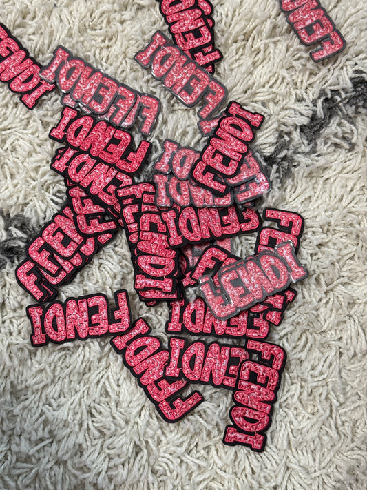 Pink Fendi embroidery word patch