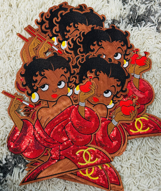 Red Beauty Diva, sequins dressed, makeup beauty,