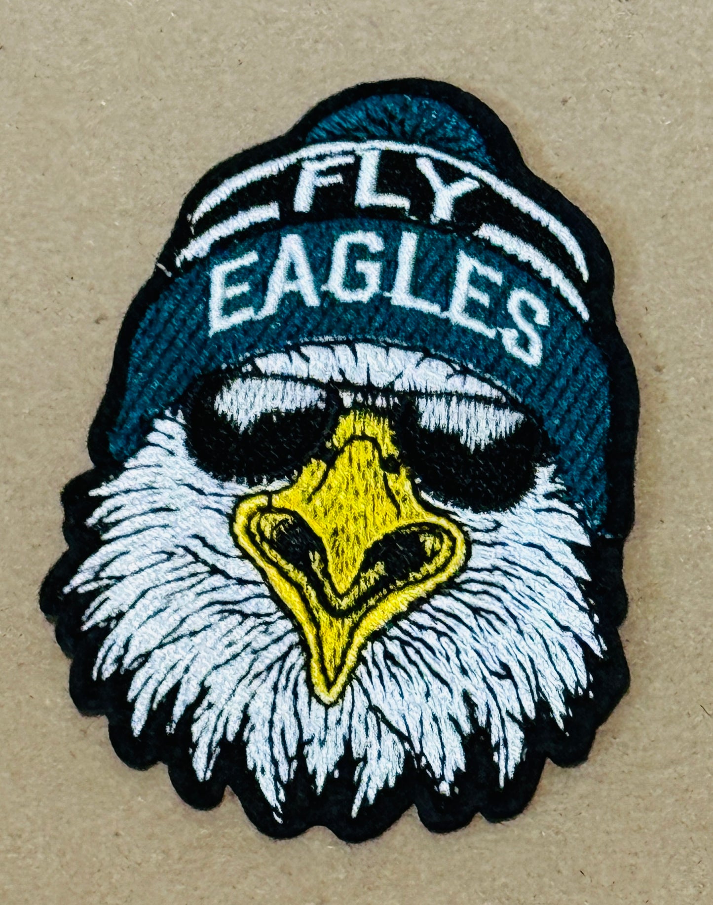 Fly Eagles Embroidery Patch: Beanie, Glasses, team mascot, school sports