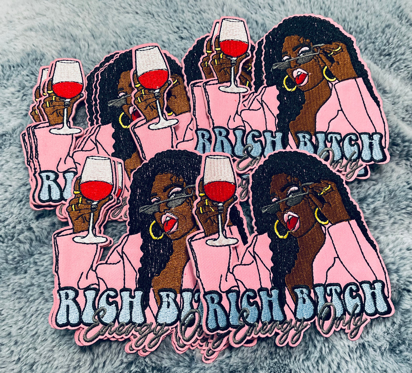 Big “B” Energy embroidery patch, humorous, wine patch