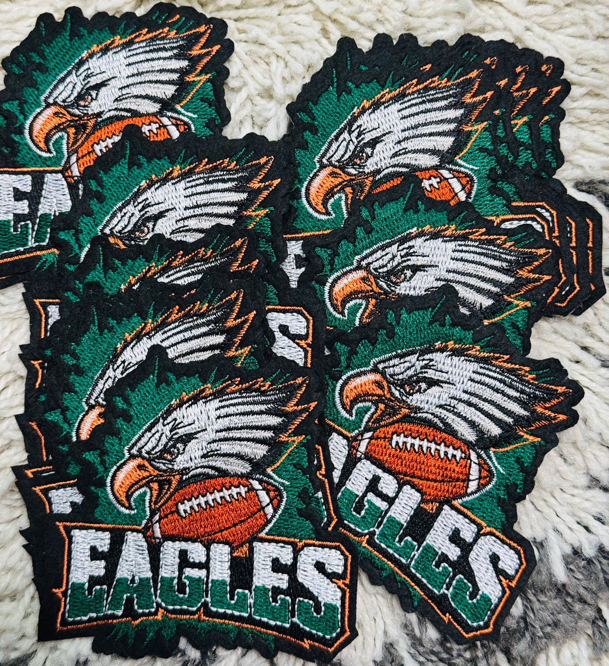 Eagles embroidery patch with bald eagle and ball