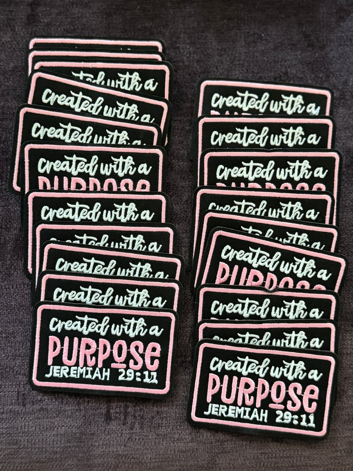 Created with a Purpose embroidery patch, Jeremiah 29:11 patch, Bible verse, Faith