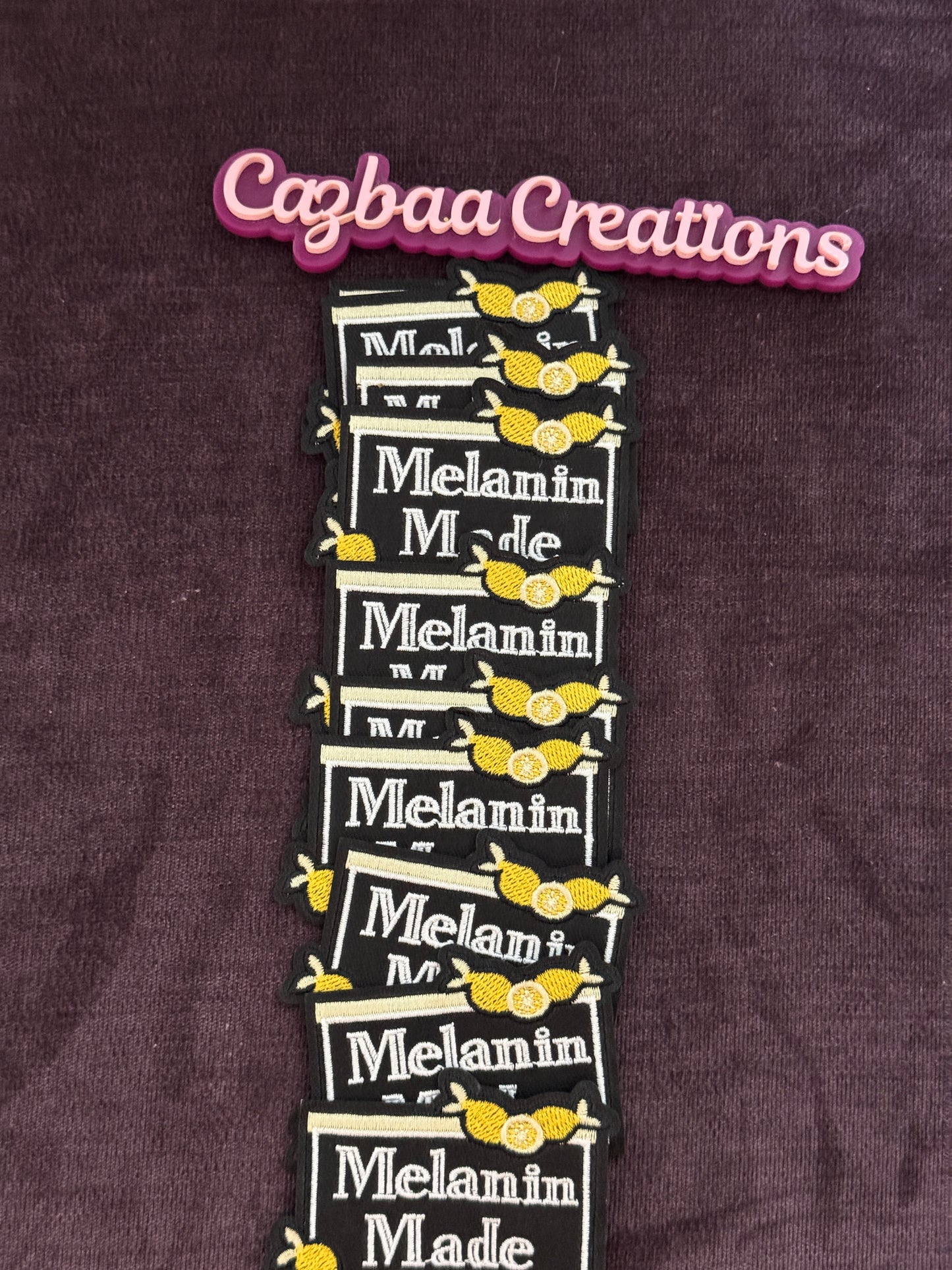 Melanin Made embroidery patch with lemons, fun, melanated