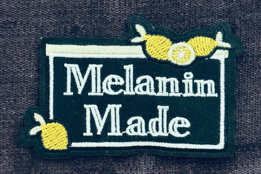 Melanin Made embroidery patch with lemons, fun, melanated