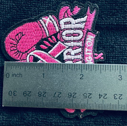 Warrior, Bring it on Pink embroidery patch, Cancer ribbon, Breast cancer patch