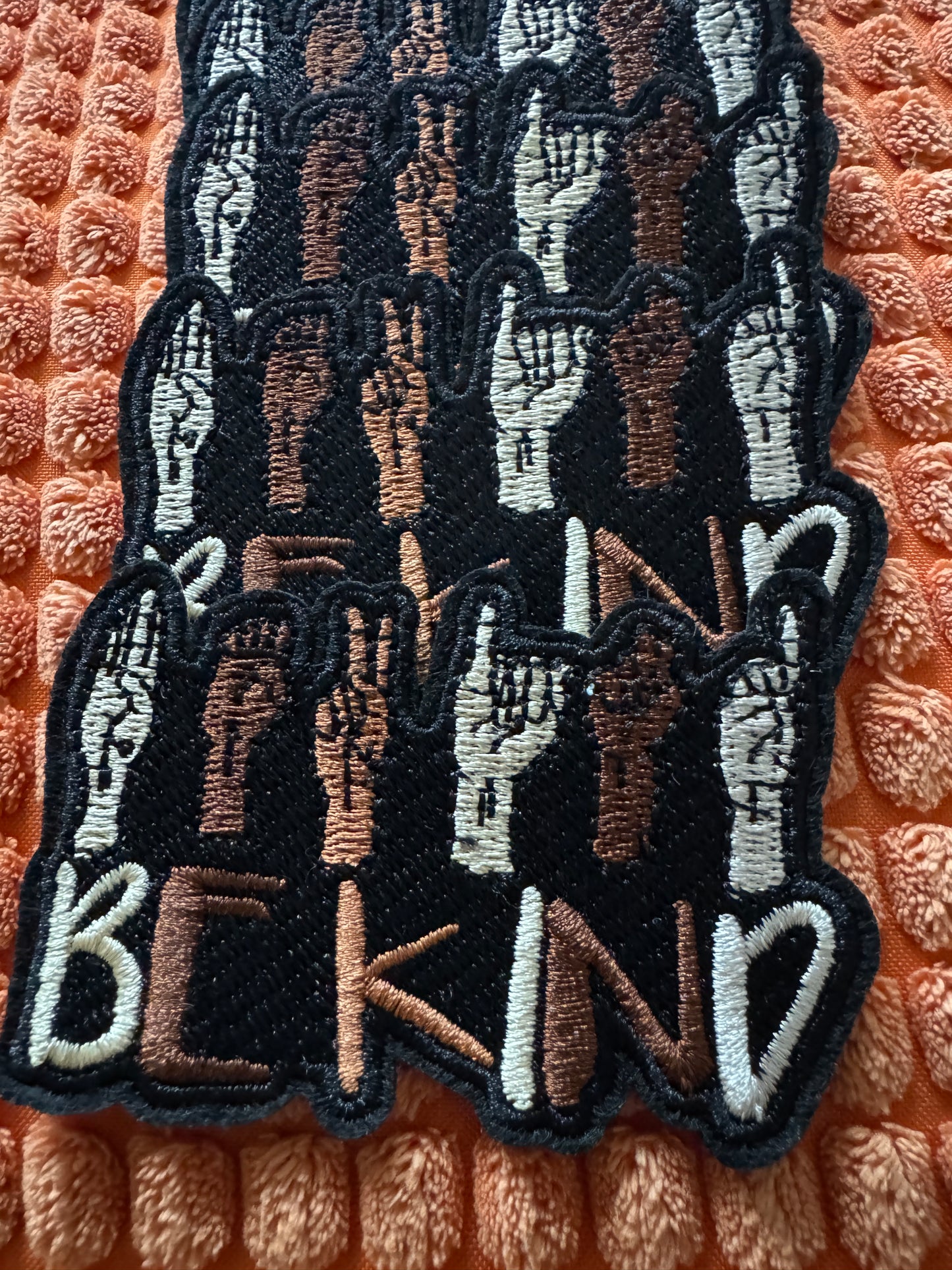 Be kind embroidery patch, sign language,