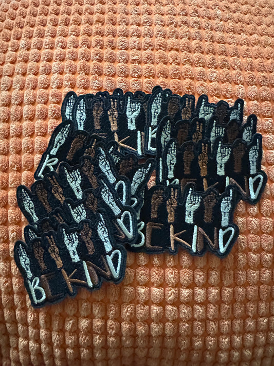 Be kind embroidery patch, sign language,