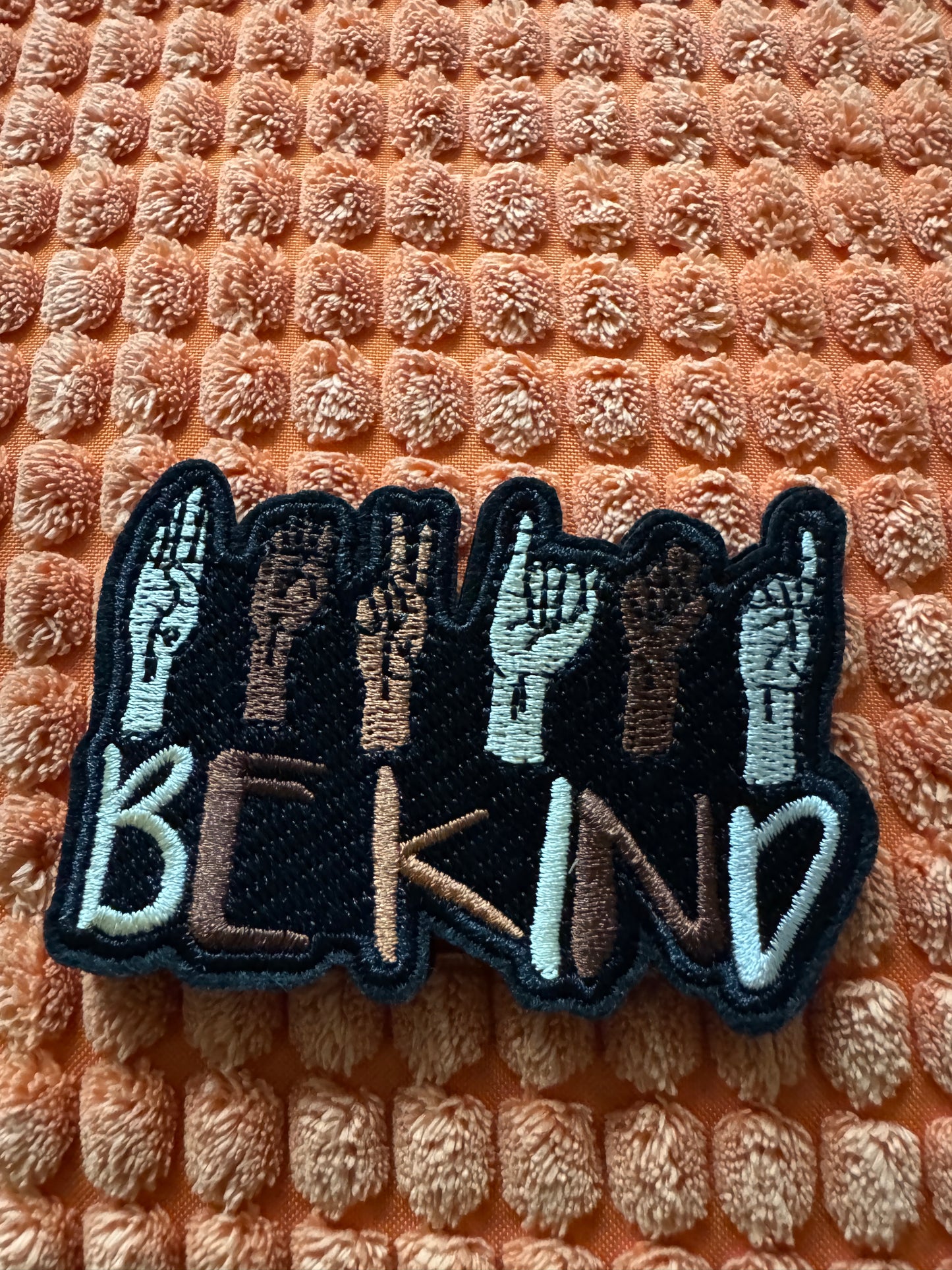 Be kind embroidery patch, sign language,