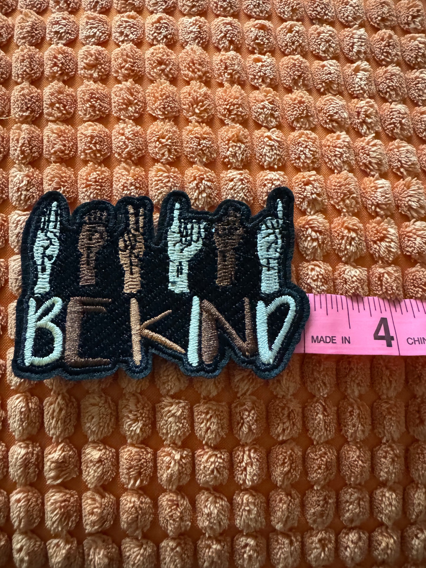 Be kind embroidery patch, sign language,