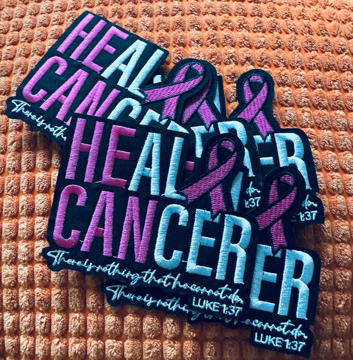 Heal Cancer Embroidery Patch, Luke 1:37-There is nothing he cannot do