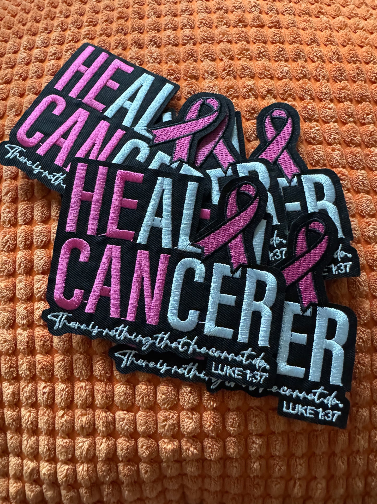 Heal Cancer Embroidery Patch, Luke 1:37-There is nothing he cannot do