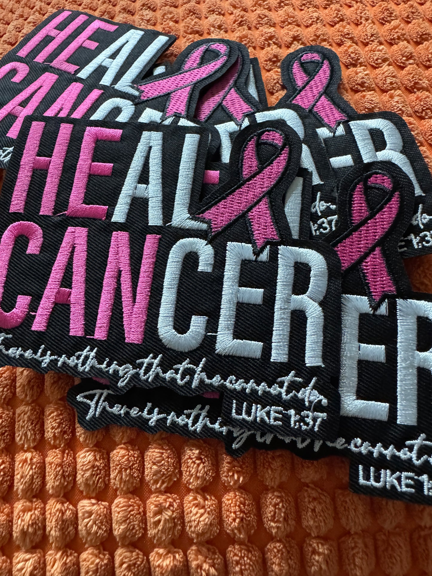 Heal Cancer Embroidery Patch, Luke 1:37-There is nothing he cannot do