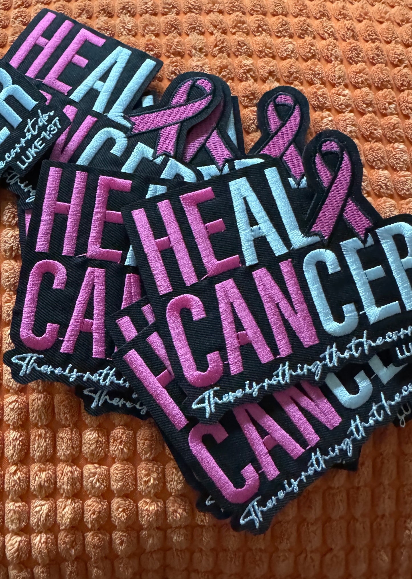 Heal Cancer Embroidery Patch, Luke 1:37-There is nothing he cannot do