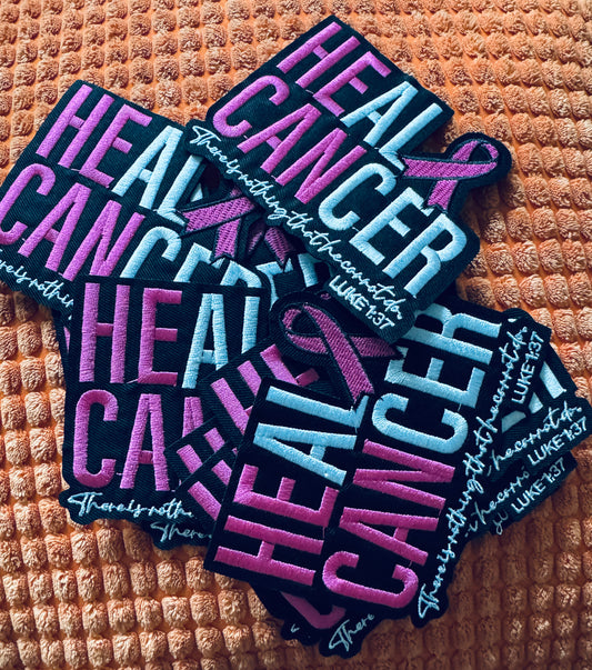 Heal Cancer Embroidery Patch, Luke 1:37-There is nothing he cannot do
