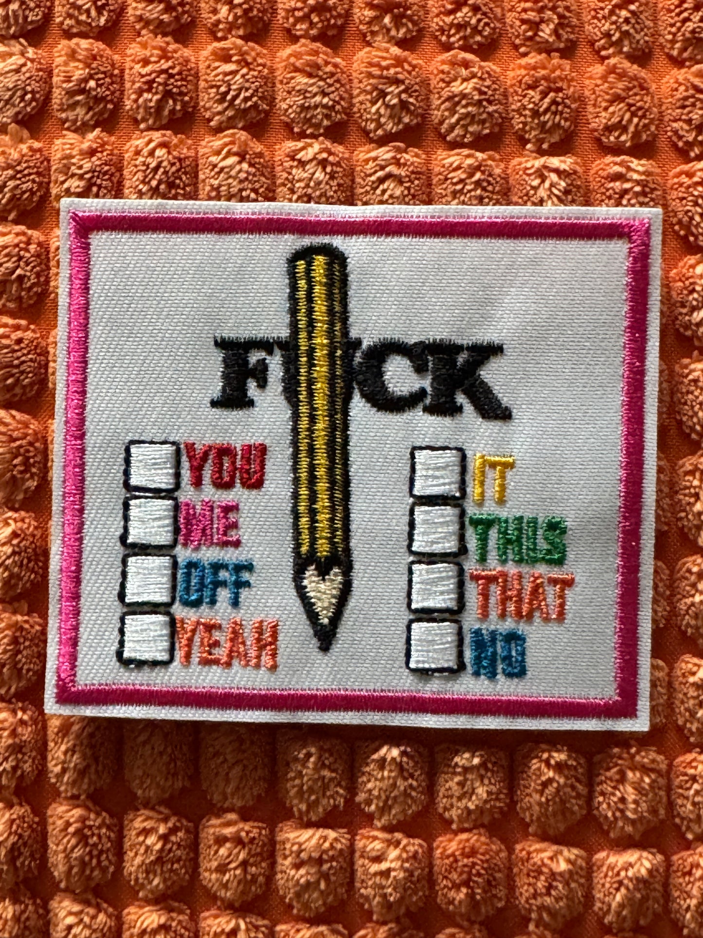 F%+& - you, me, off, yeah, it this, that, no embroidery patch, 18+,explicit