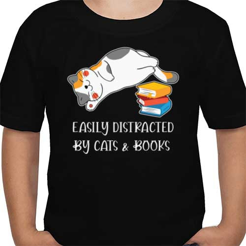 Books and Cat distractions shirt