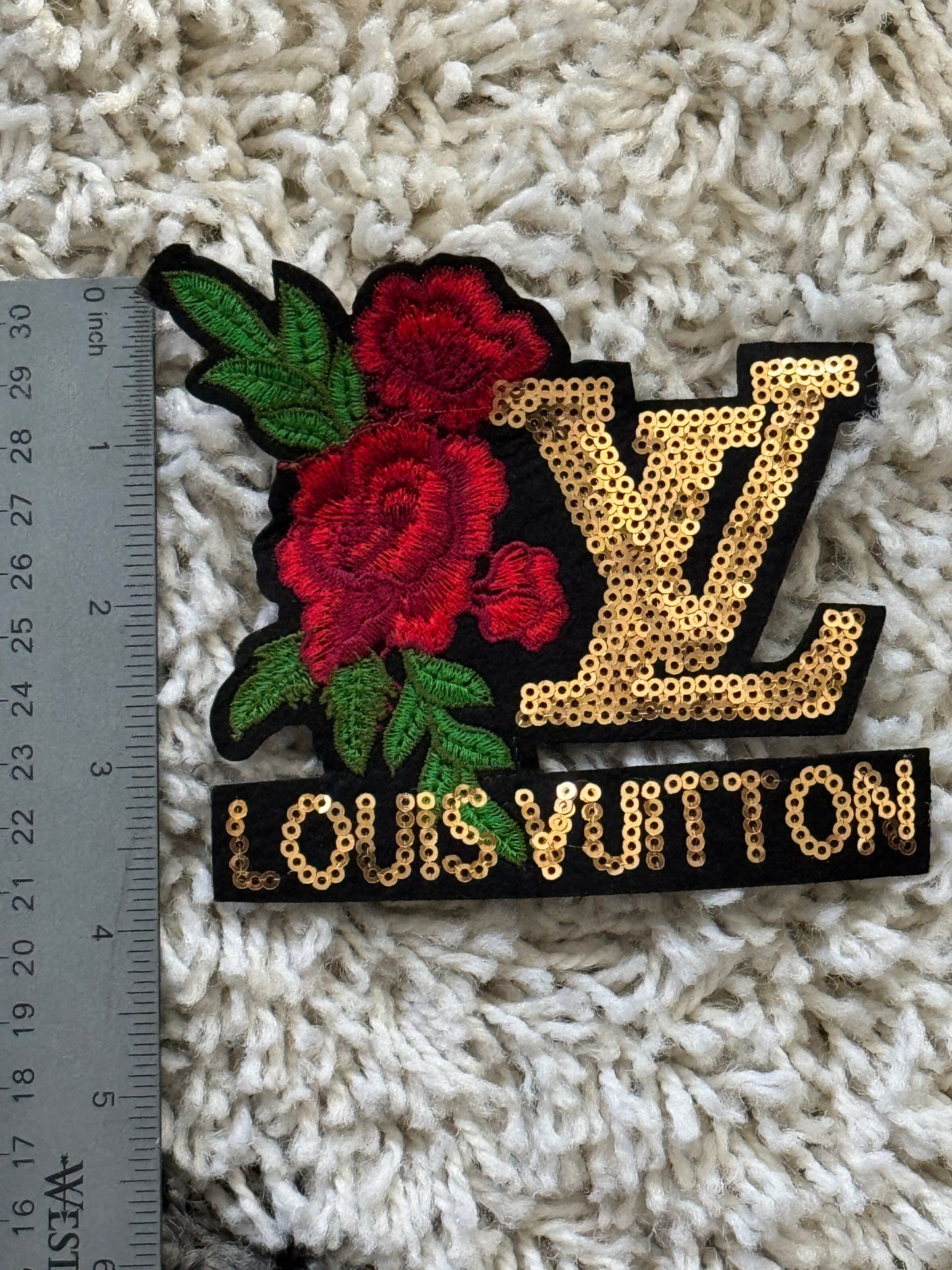 Flowered LV inspired Sequins Embroidery Patch