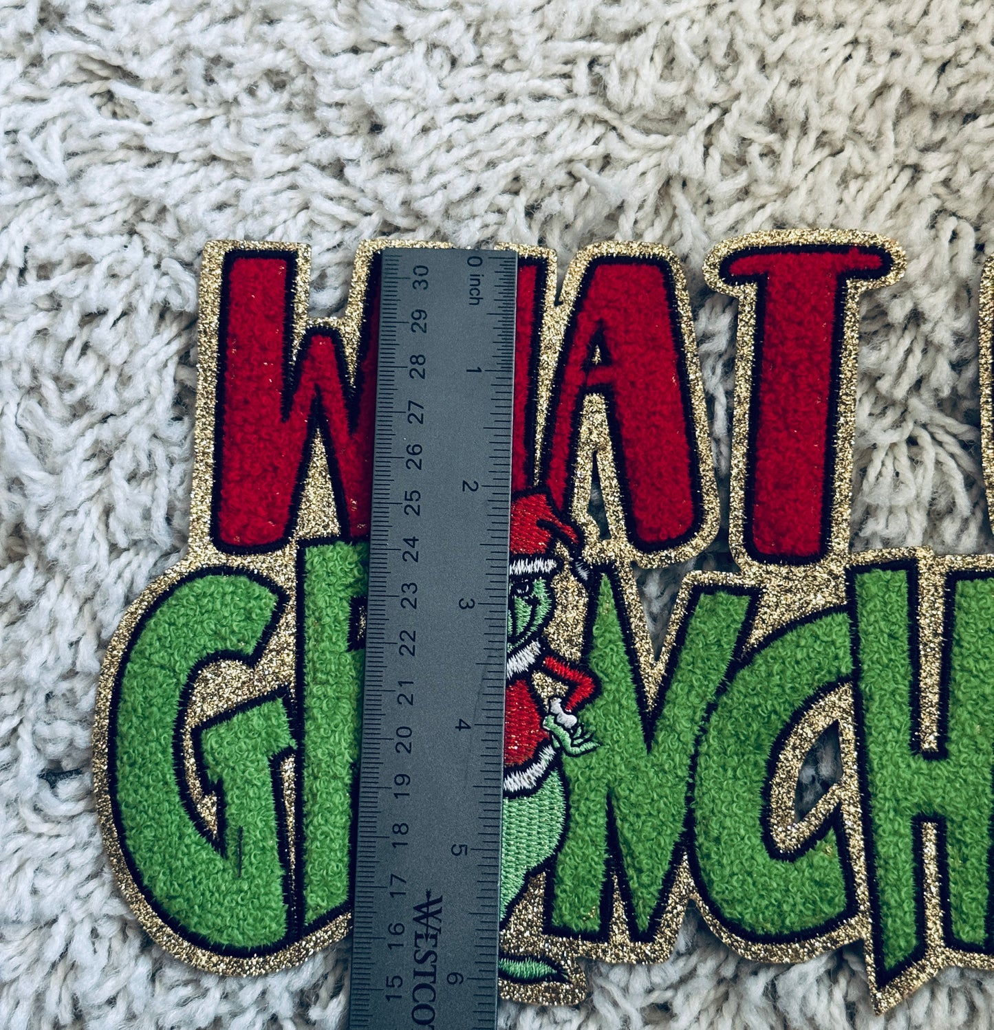 What up Grinches Chenille Embroidery Patch for clothing and apparel