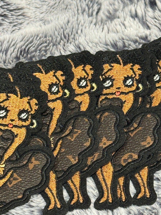 Betty inspired embroidery patch with brown dress