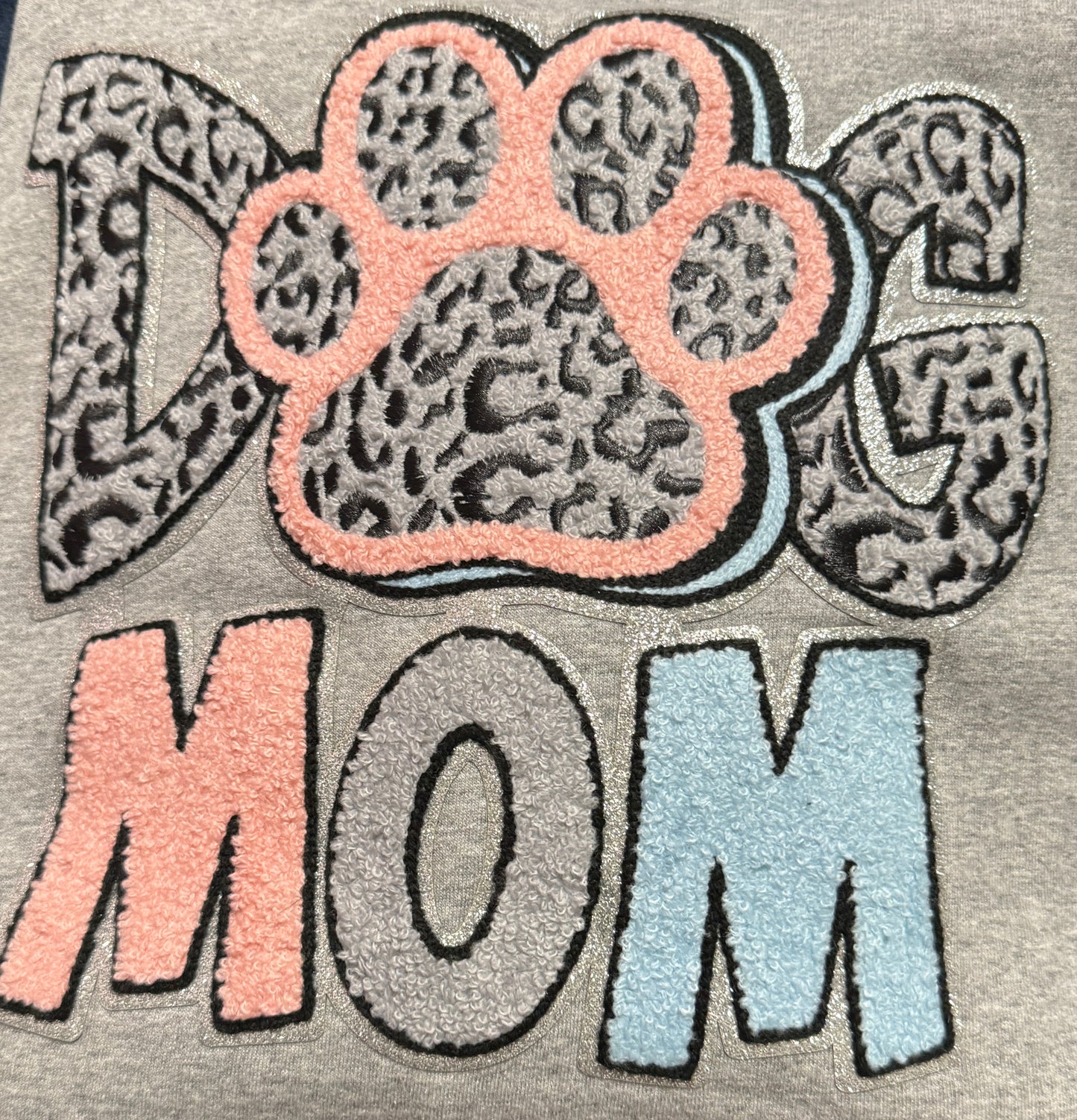 DOG MOM Gray Sweat/Crew shirt, paw print sweatshirt, pet mom sweatshirt, pet parent apparel