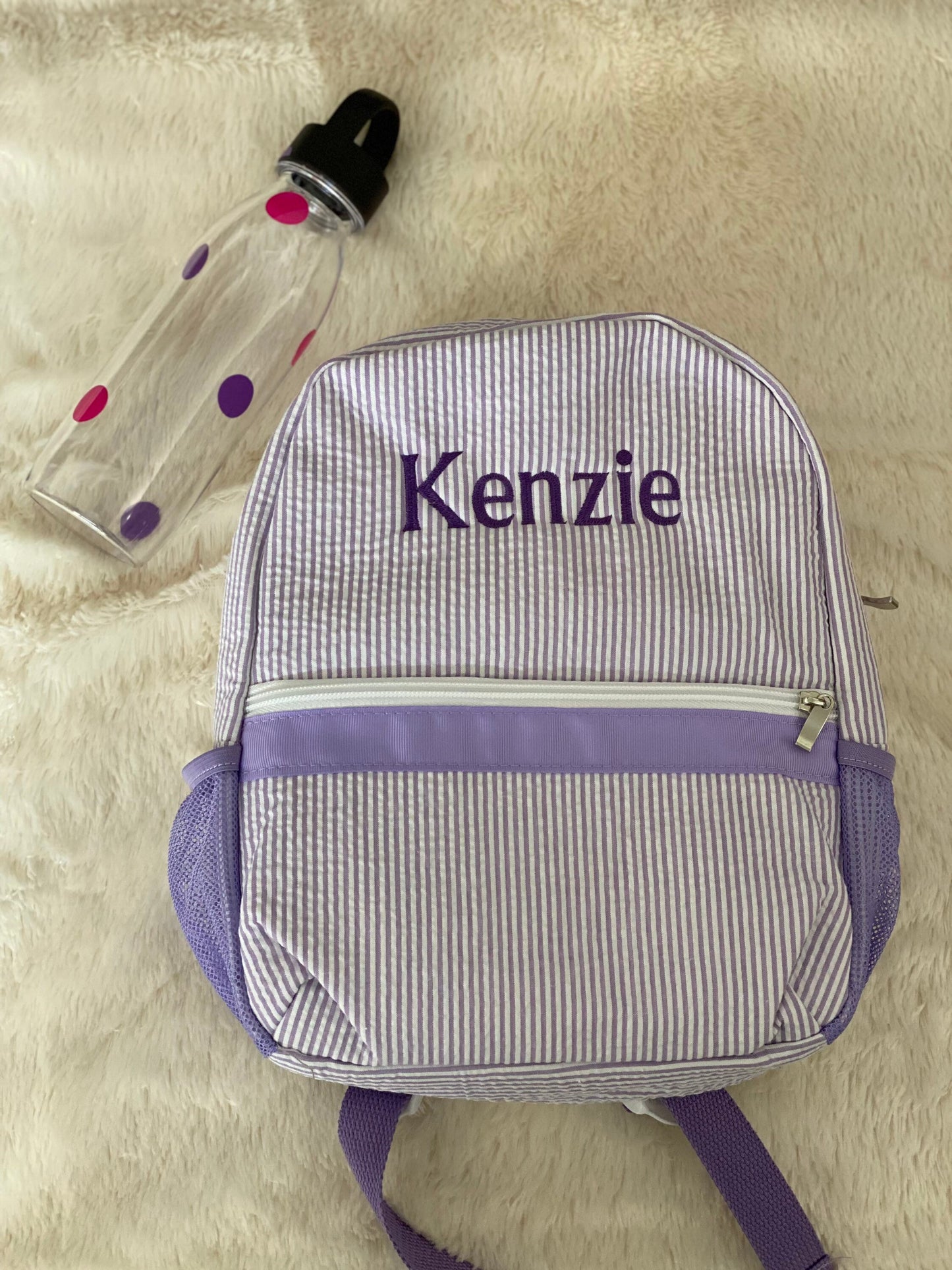 Seersucker personalized backpack