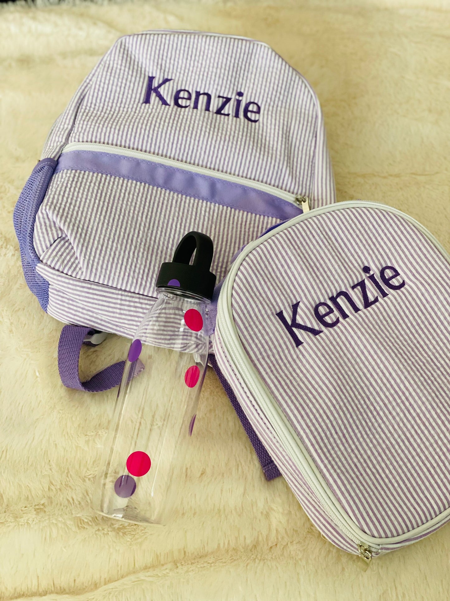 Seersucker personalized backpack