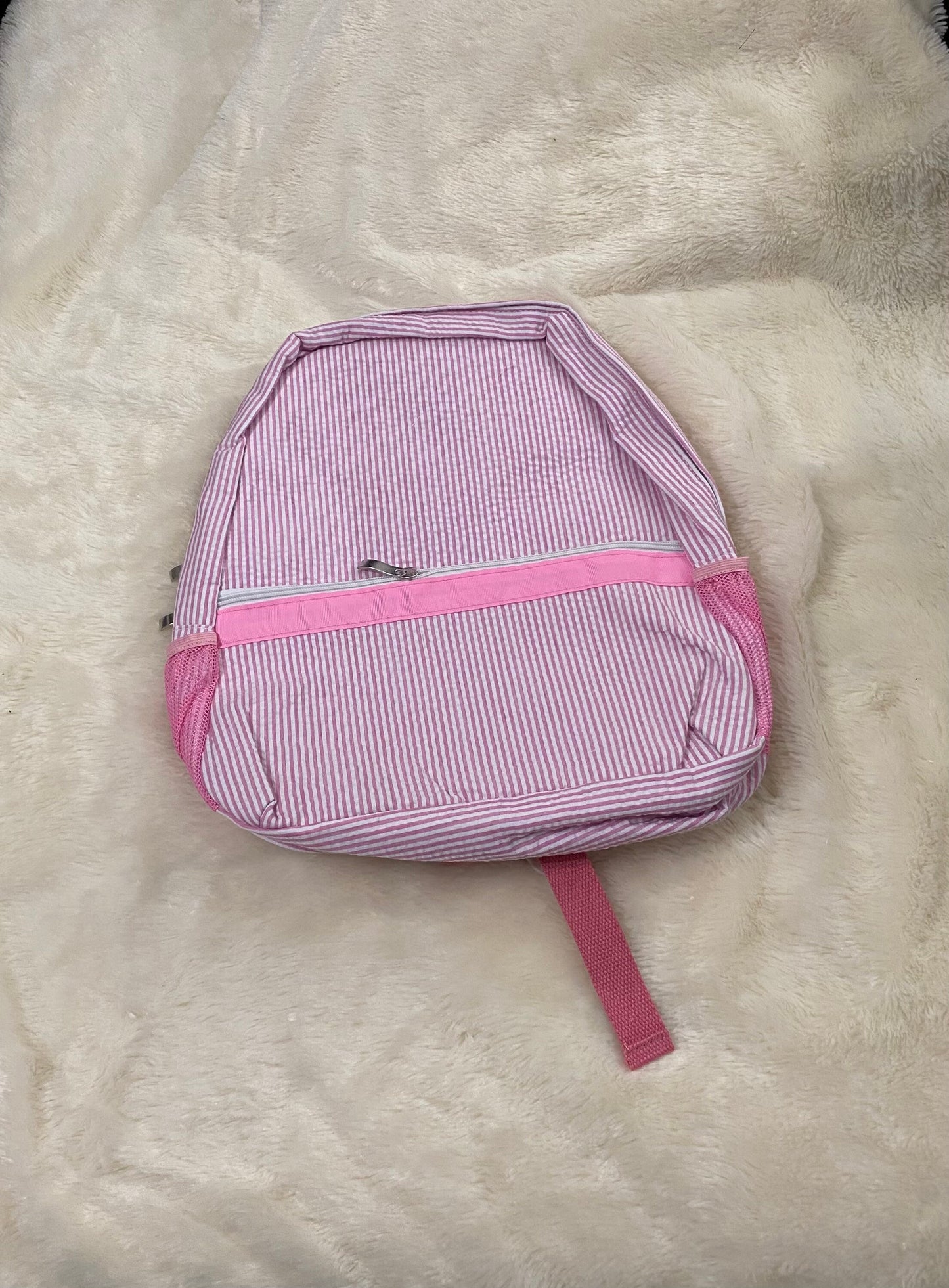 Seersucker personalized backpack