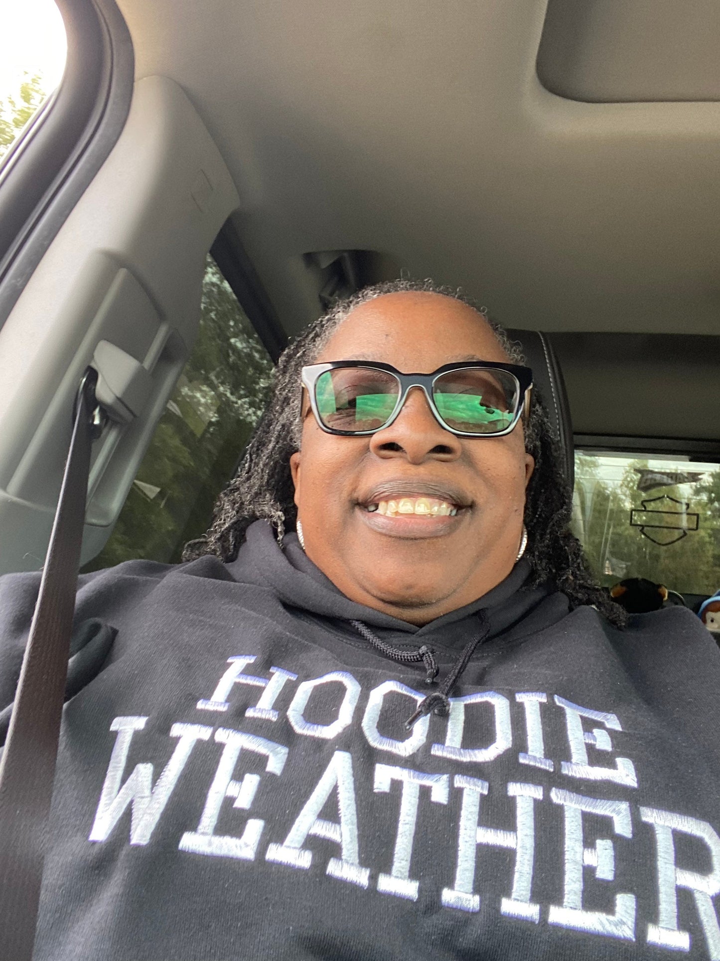 Embroidered Hoodie Weather saying hoodie