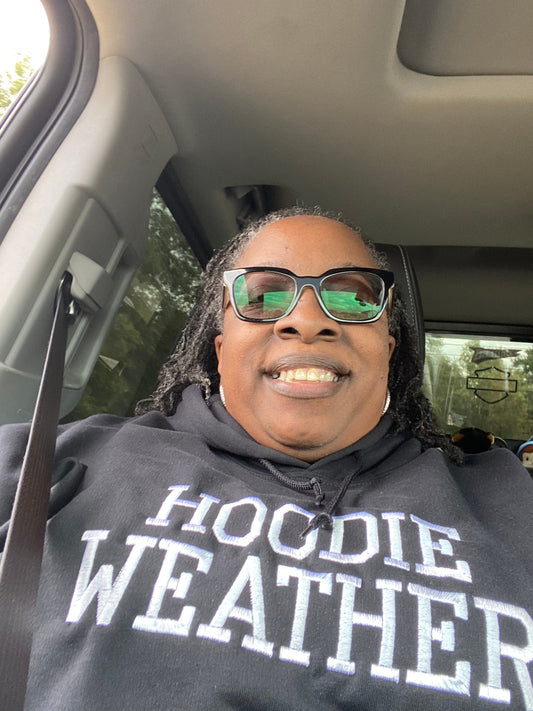 Embroidered Hoodie Weather saying hoodie
