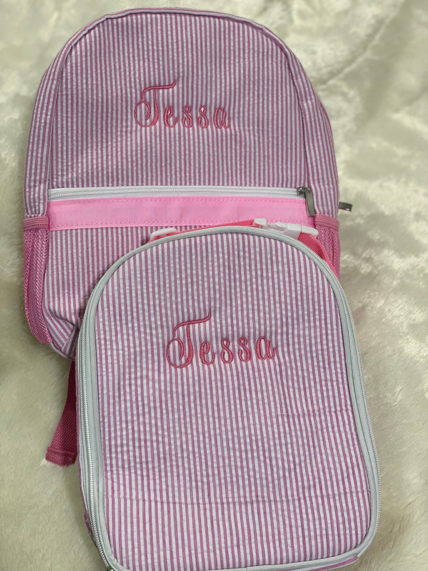 Embroidered Seersucker lunchbox