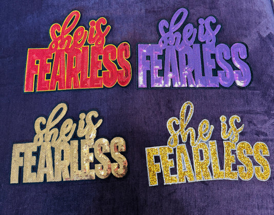 She is Fearless gold sequins patch