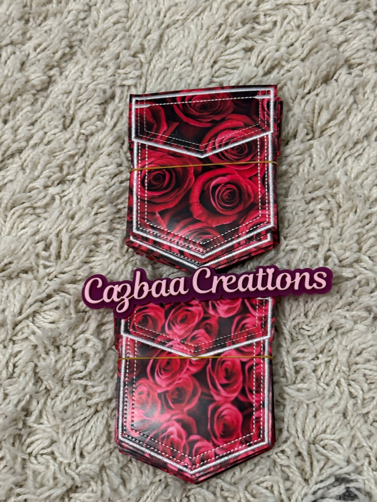 Flower pocket faux leather design