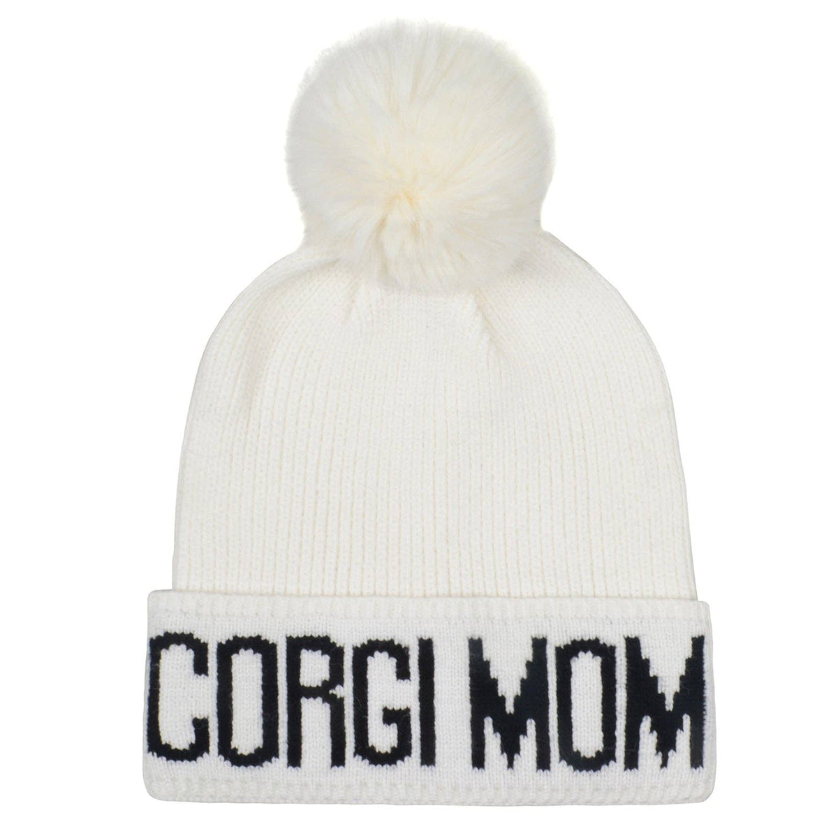 Corgi Mom PomPom Knit Beanie | Warm Winter Hat for Corgi Lovers | HatPhile