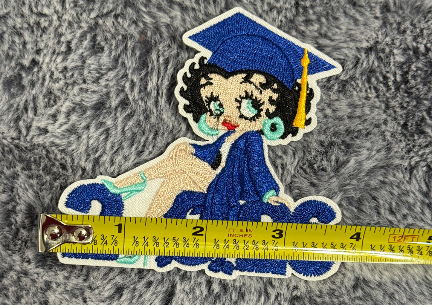 Betty Boop Class of 2026 Graduation Cap Patch – Iron-On Apparel Accent