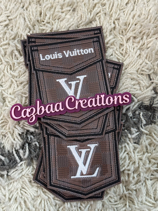Brown LV inspired faux pocket