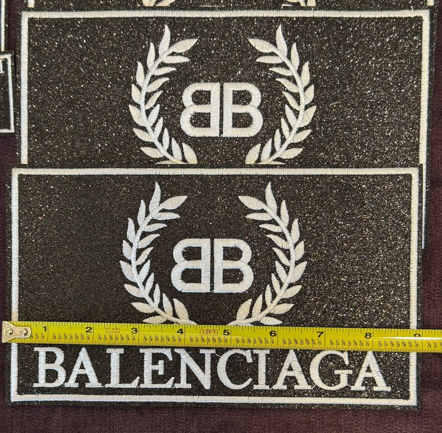 Luxury Inspired “BALENCIAGA‑Style” Embroidered Patch – Premium White Laurel Crest Emblem